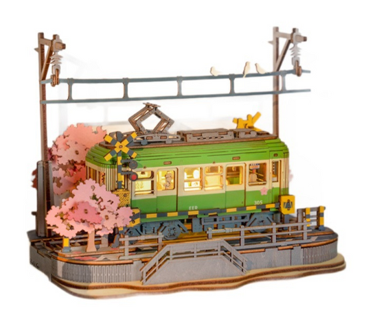 Pretty Pink Bus from Far Away! (3D Wooden Puzzle Japanese Bus with Sakura)