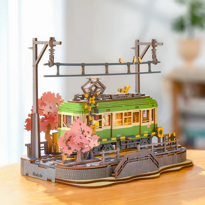 Pretty Pink Bus from Far Away! (3D Wooden Puzzle Japanese Bus with Sakura)